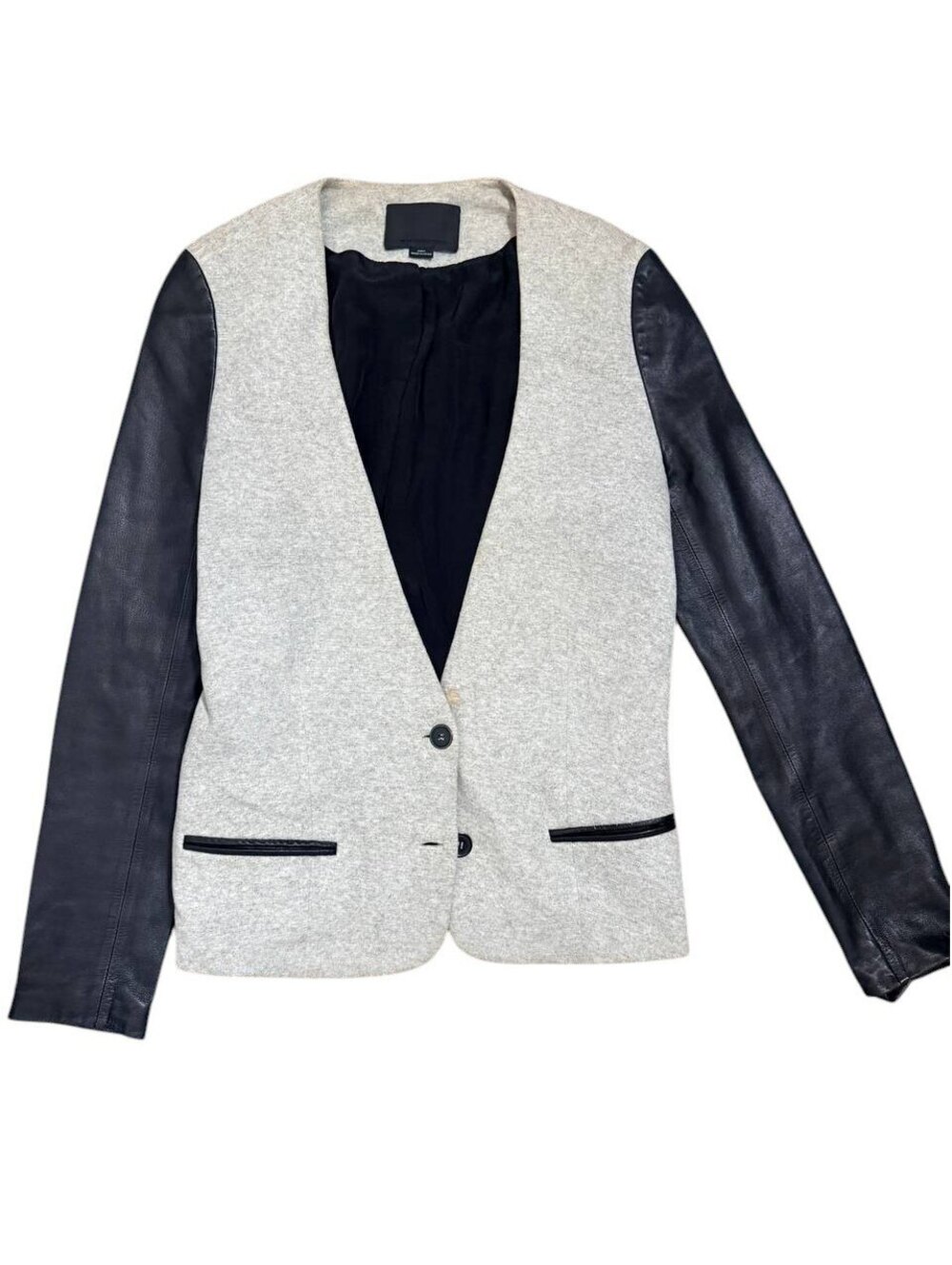 Alexander Wang Leather Sleeve Blazer Grey Sz 4